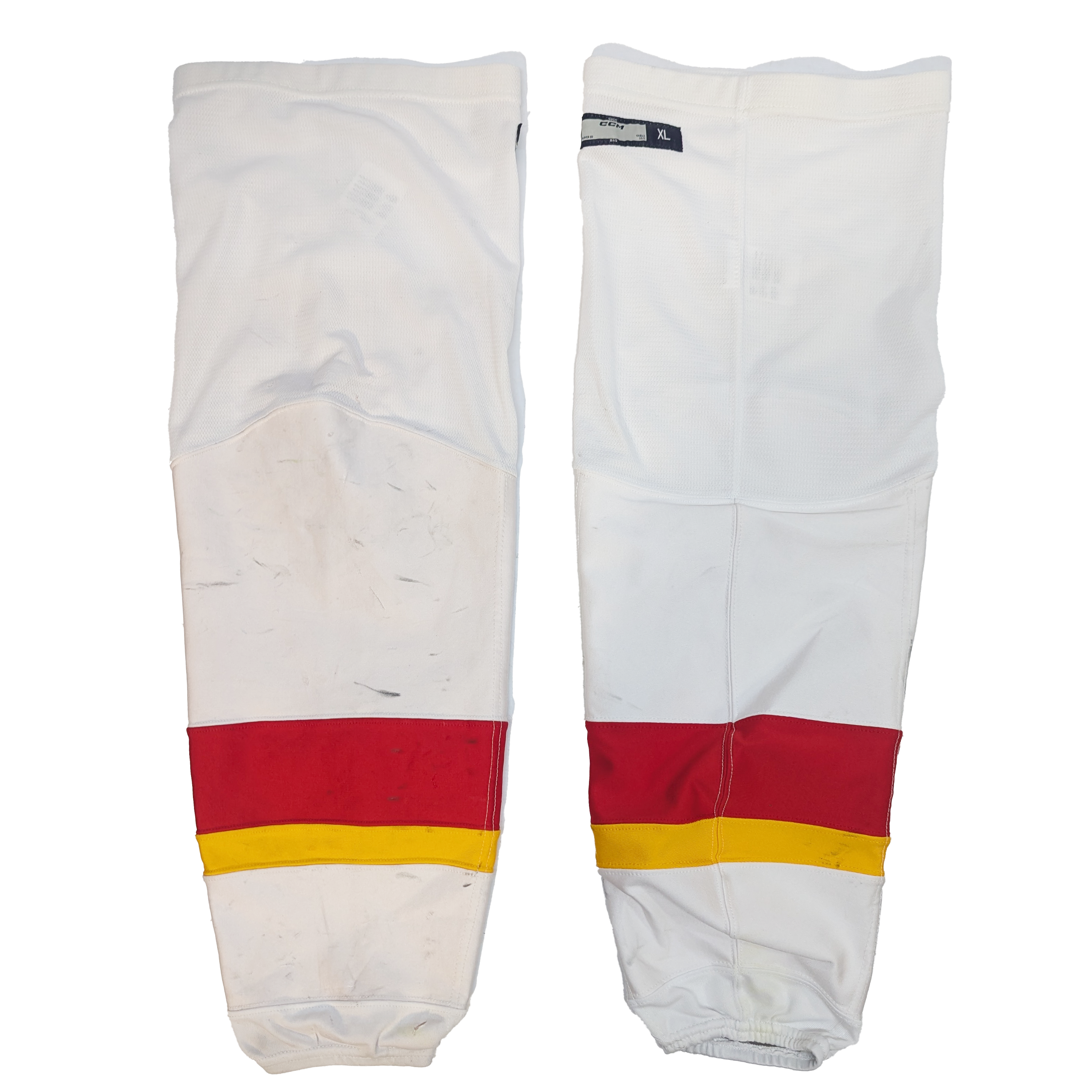 CCM - Chaussettes de hockey usagées AHL (blanc/rouge/jaune)